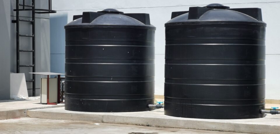 Image,Of,Black,Water,Tank,Of,Industrial,Building.