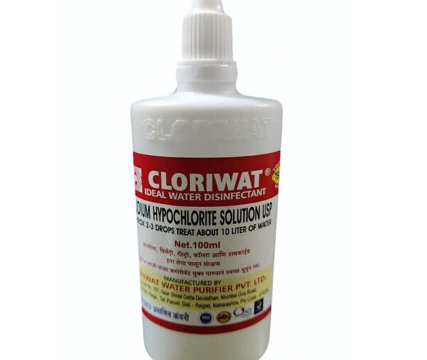 <span style="font-weight:700; font-size:19px;">Cloriwat Water Disinfectant</span><br> <span style="font-weight:500; font-size:17px;">Sodium Hypochlorite Solution</span><br><span style="font-weight:700; font-size:13px;">100 ml</span>