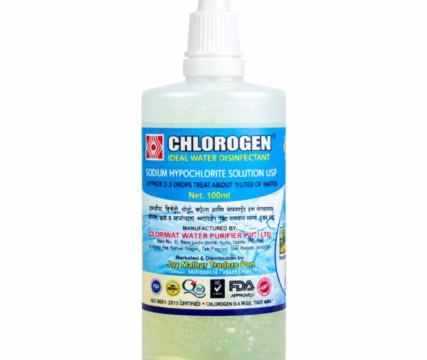 <span style="font-weight:700; font-size:19px;">Chlorogen Disinfectant</span><br> <span style="font-weight:500; font-size:17px;">Sodium Hypochlorite Solution</span><br><span style="font-weight:700; font-size:13px;">100 ml</span>