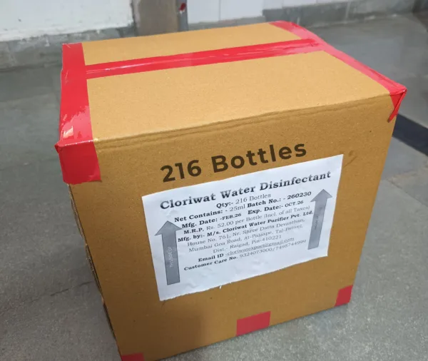 <span style="font-weight:700; font-size:18px; line-height:1.3; display:inline-block; letter-spacing:0.2px;">Cloriwat Sodium Hypochlorite Liquid Bleach <span style="display:block; font-weight:700; font-size:16px; margin-top:10px; line-height:1.3; letter-spacing:0.2px;">25 ml | Pack of 216 Bottles</span></span>